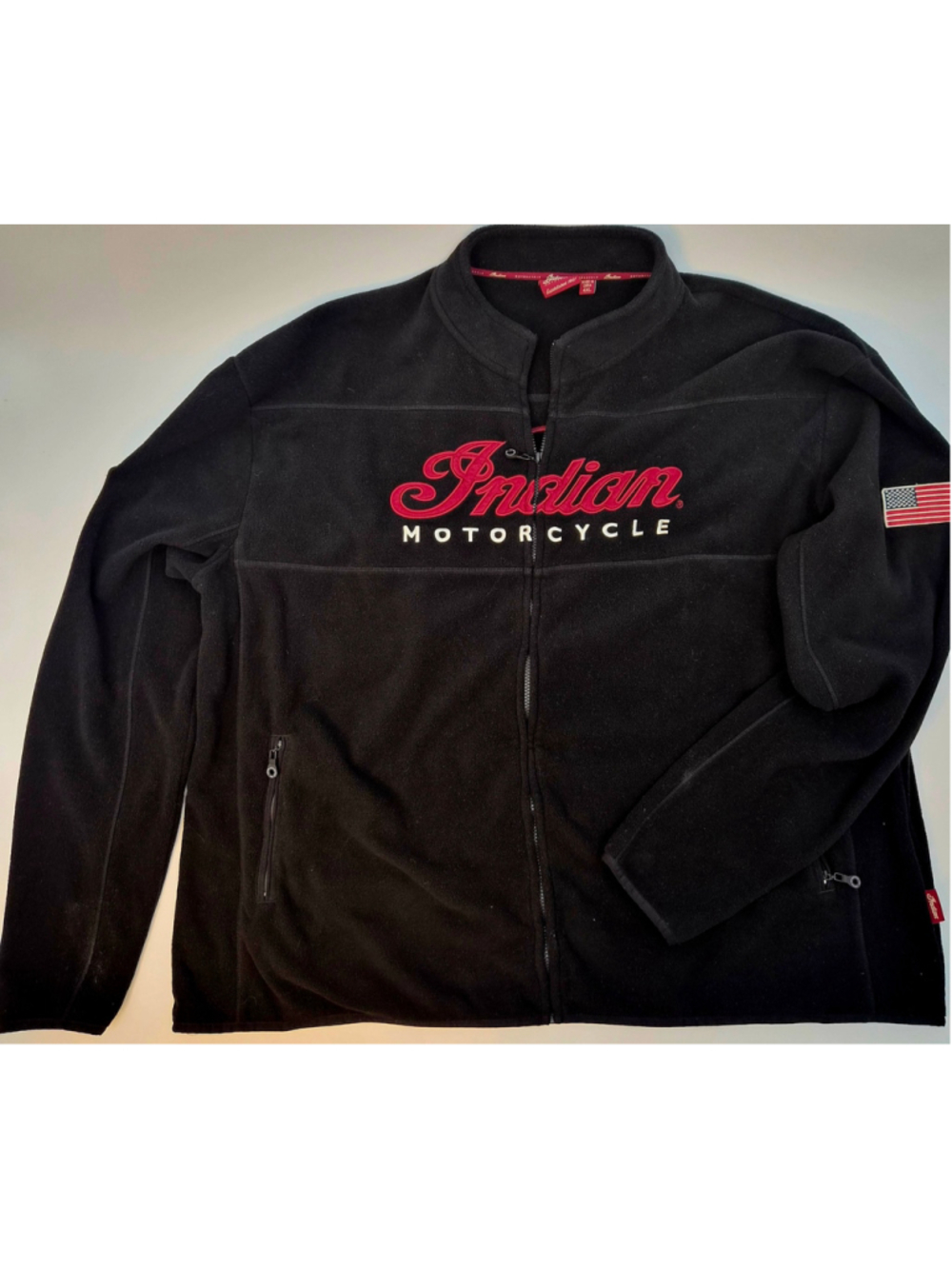 Indian Motorcycle Men's 4XL Black Fleece Jacket Embroidered Logo Full Zip Bikers